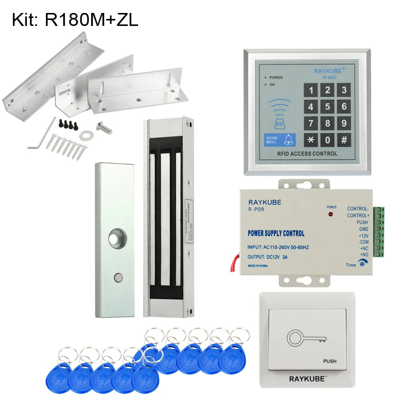 R-180MZL RAYKUBE RFID система контроля доступа комплект с электронным замком пароль клавиатуры и RFID считыватель DIY комплект для безопасности двери - Цвет: R-180MZL