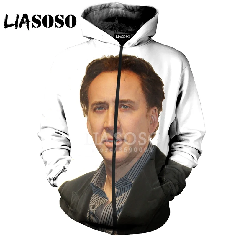 LIASOSO, 3D принт, для женщин и мужчин, пуловер с капюшоном, Николя, клетка, лицо, толстовки, кофты на молнии, куртка, хип-хоп, повседневные топы, X1392 - Цвет: 12