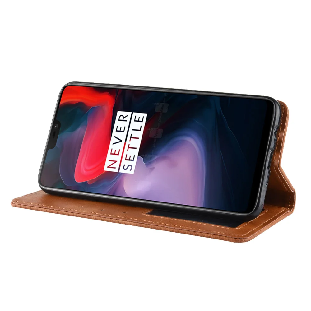 Магнитный винтажный кожаный чехол премиум класса для Oneplus 6 Six One Plus A6000 A6003 с