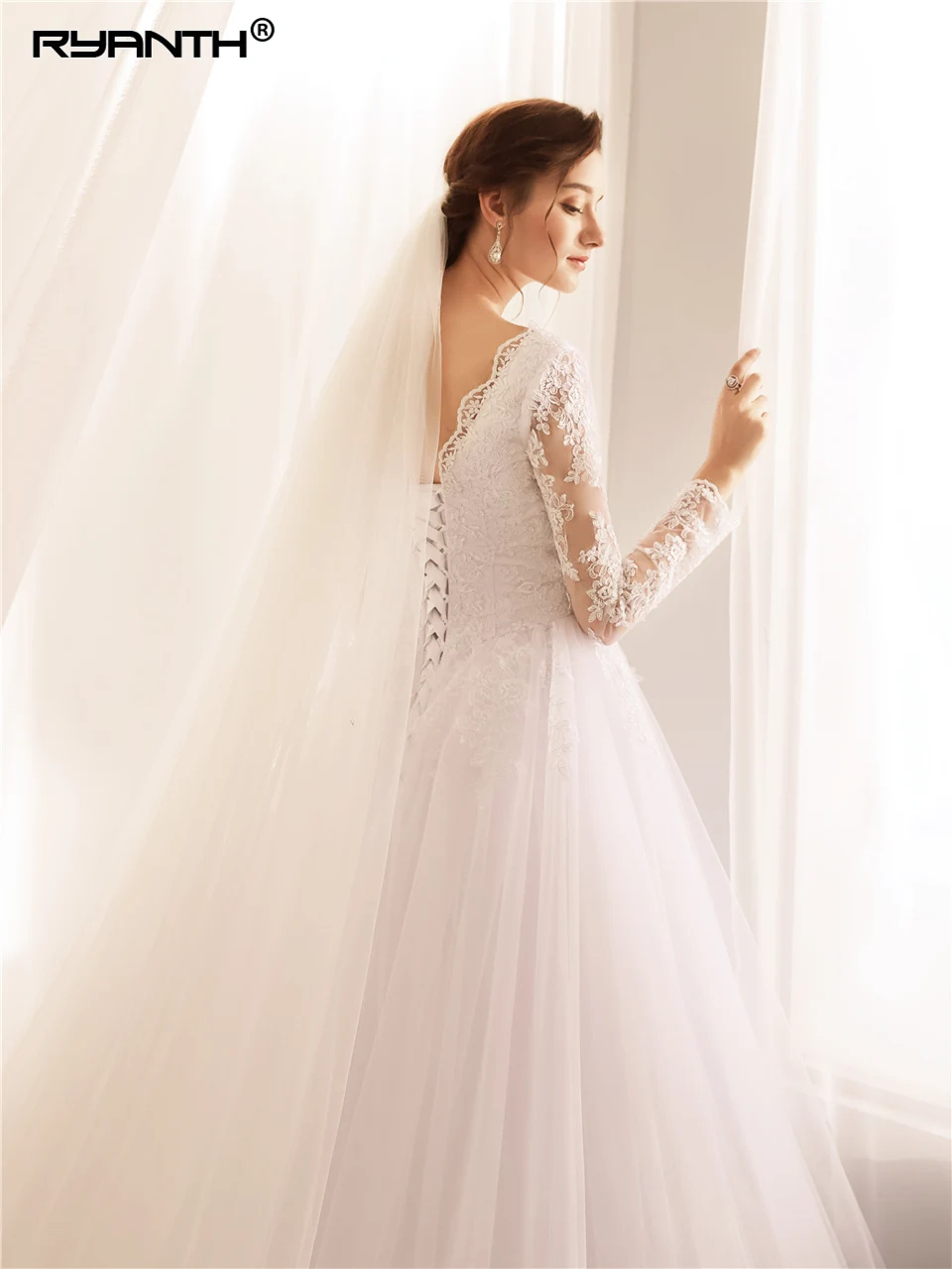 Ryanth Robe De Mariage Новое поступление Vestidos Novia 2018 бальное платье с длинными рукавами