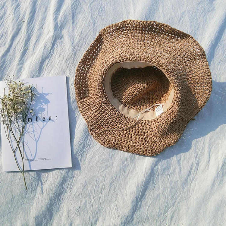 Girls mother children Accessories sunshade Beach Hat sunscreen hat weaving Bowknot straw fashion pure color Parent-child | Детская