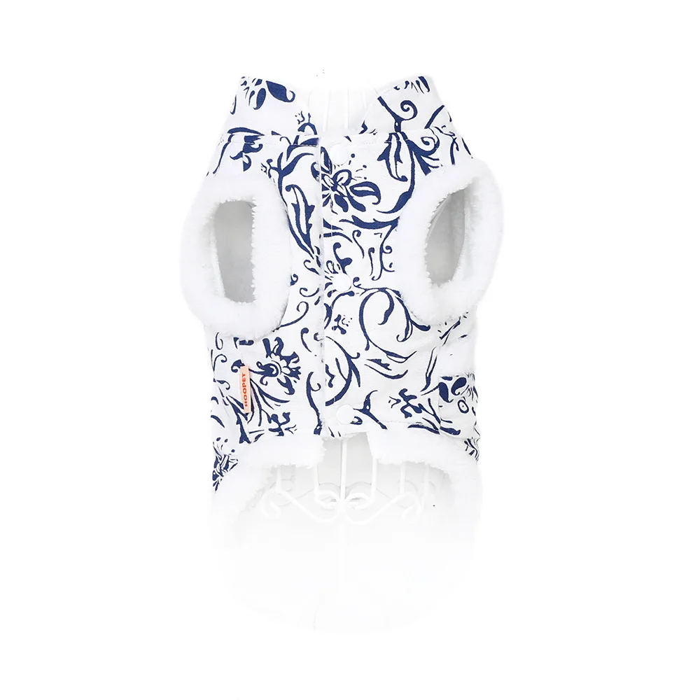 Экзотический китайский стиль синий и белый фарфор принт Одежда для животных