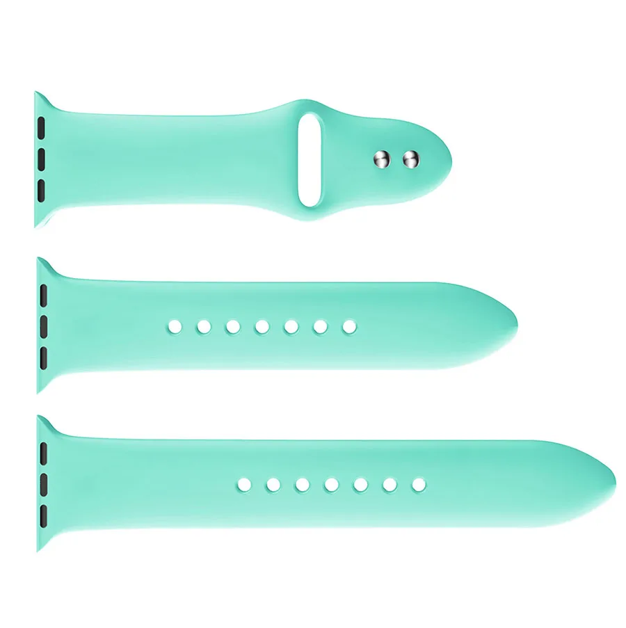 Mint green 3 шт./компл. силиконовый спортивный ремешок для Apple Watch 5 4 3 2 1 38 мм 42 мм ремешки резиновый ремешок для часов Iwatch series 5 4 40 мм 44 мм - Цвет ремешка: Mint green