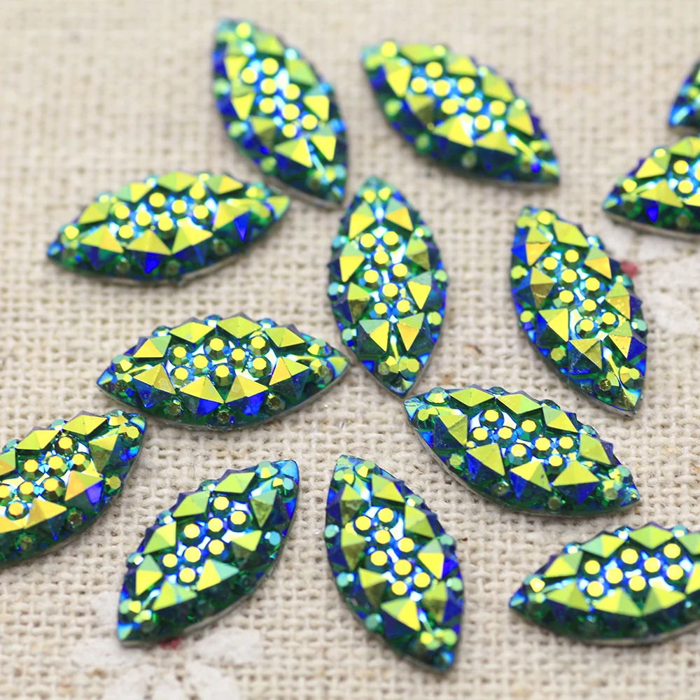 7*15mm 100pcs Eye horse Shine Green red blue AB Silver Base Sew On Rhinestone Glue on Stones Spacer buttons for DIY Garment | Дом и сад