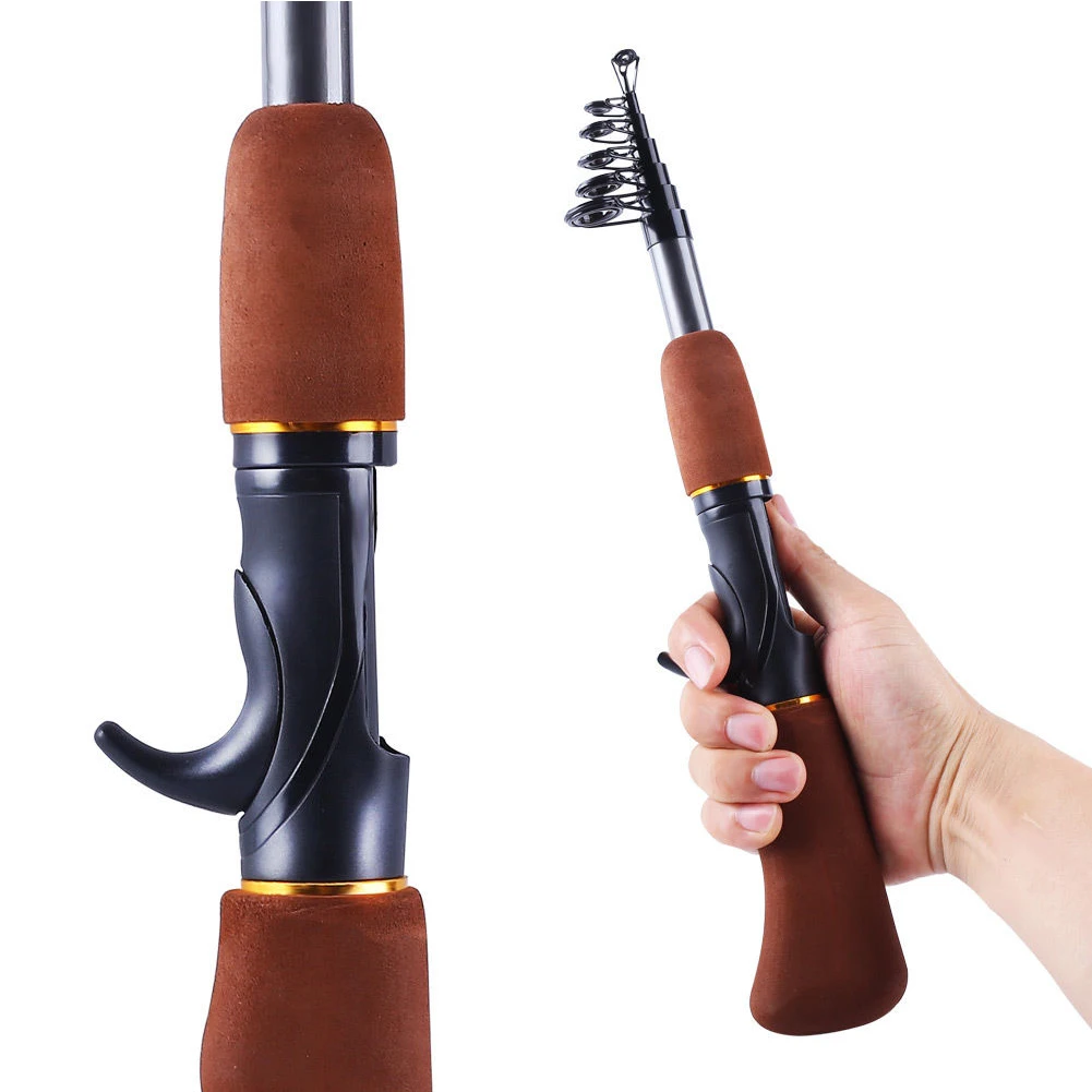 1.6M Brown Carbon Fiber Ice Fishing Rod Telescopic Spinning Casting Winter Pole Portable Tackle | Спорт и развлечения