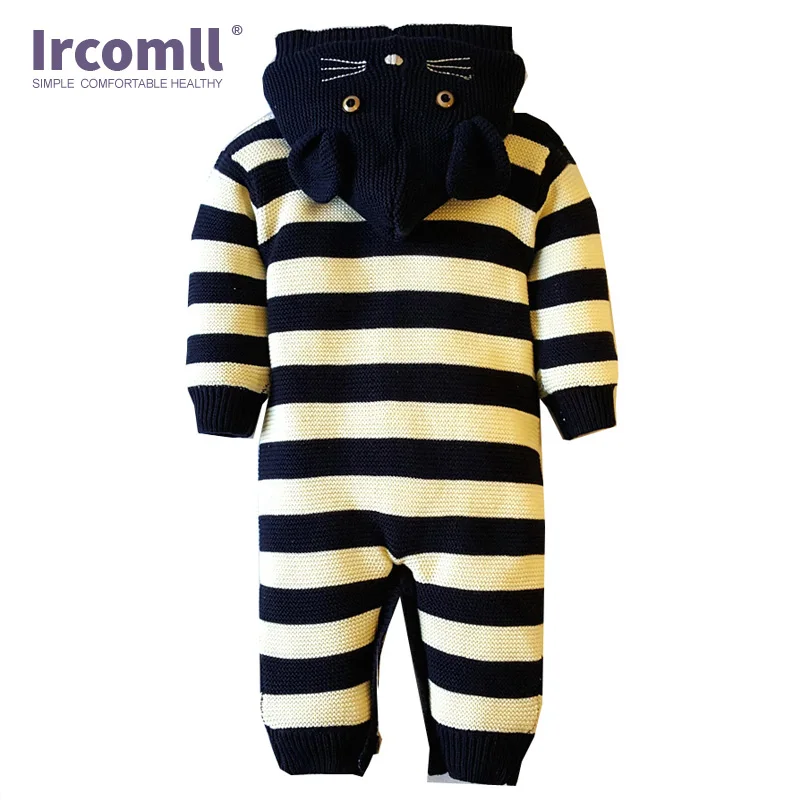 Детский утепленный комбинезон Ircomll вязаный флисовый свитер в полоску верхняя