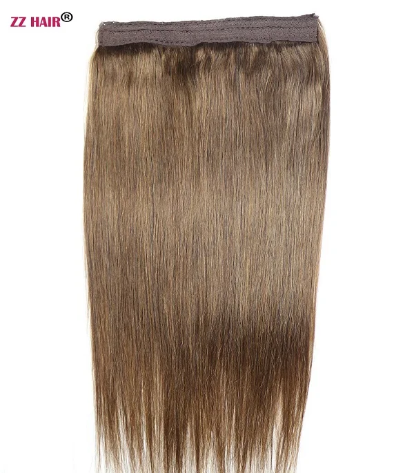 ZZHAIR 80 г-200 г 1"-26" машинное производство, remy hair Halo Hair, накладные человеческие волосы, набор из одного предмета, рыбий волос - Цвет: #4