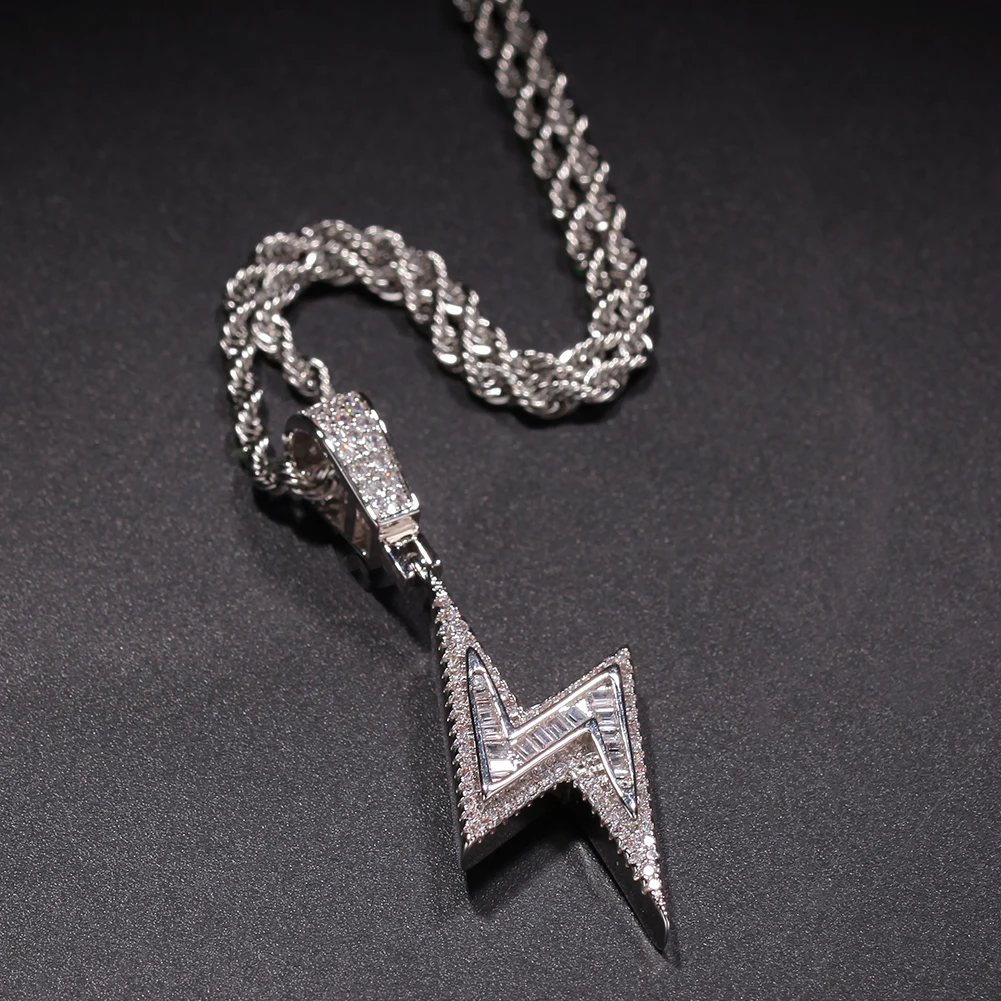 UWIN подвеска с молнией полный ледяной Bling AAA кубического циркония ожерелье, цепочка из меди модные ювелирные изделия Хип-хоп