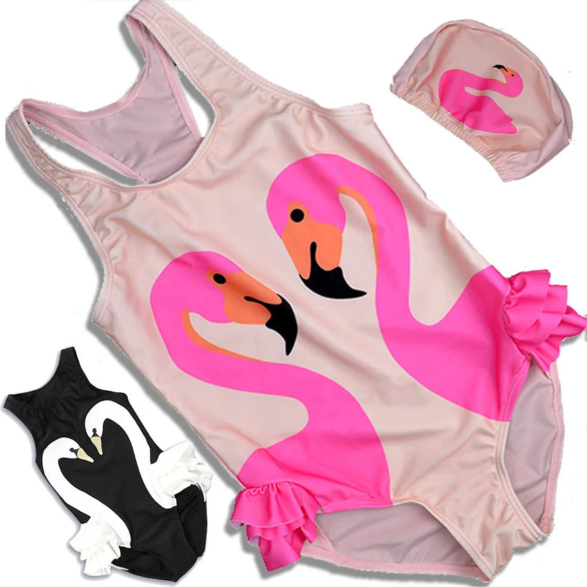Женский купальник с фламинго детский купальный костюм лебедями цельная шляпа