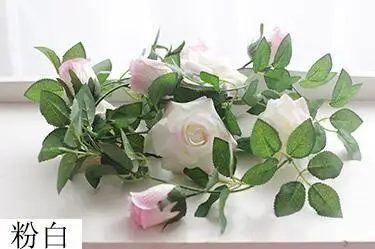 Pink White Новые 200 см искусственная Роза ротанг Цветы Поддельные шелк плющ висит лоза Гирлянда Свадебный украшения DIY вечеринки венок искусственные цветы для декора цветы искуственные декор скрапбукинг свадебные украшения - Цвет: Pink White