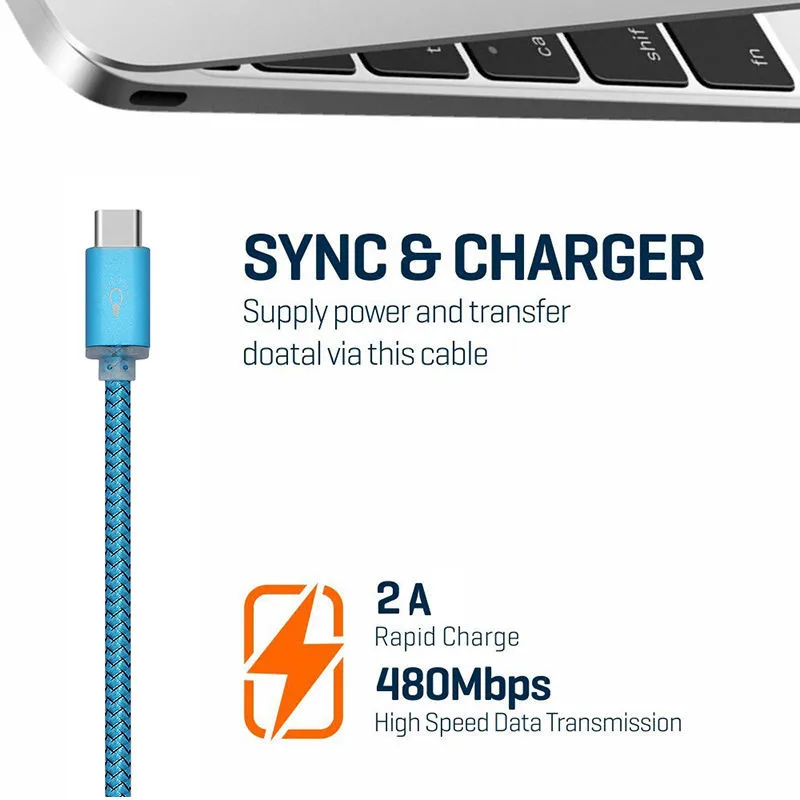 1 м Видимый светодиодный светильник с оплеткой USB 3 type C кабель для синхронизации