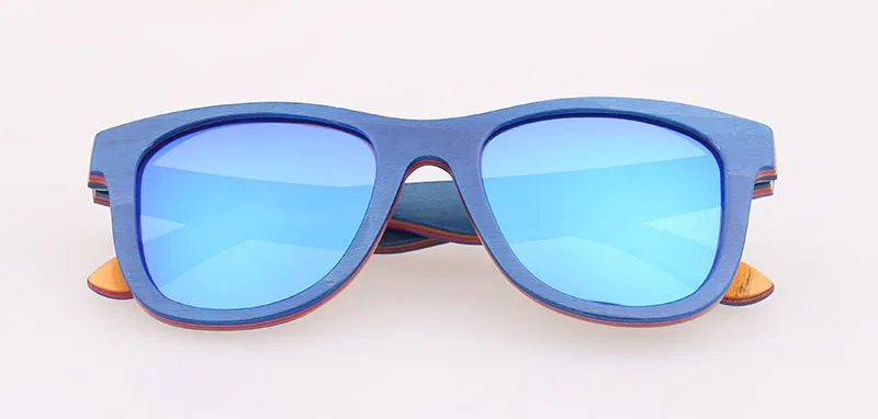 blue lens Коричневые деревянные солнцезащитные очки для скейтборда, женские ретро солнцезащитные очки, мужские роскошные брендовые поляризованные винтажные деревянные очки, Брендовые очки - Цвет линз: blue lens