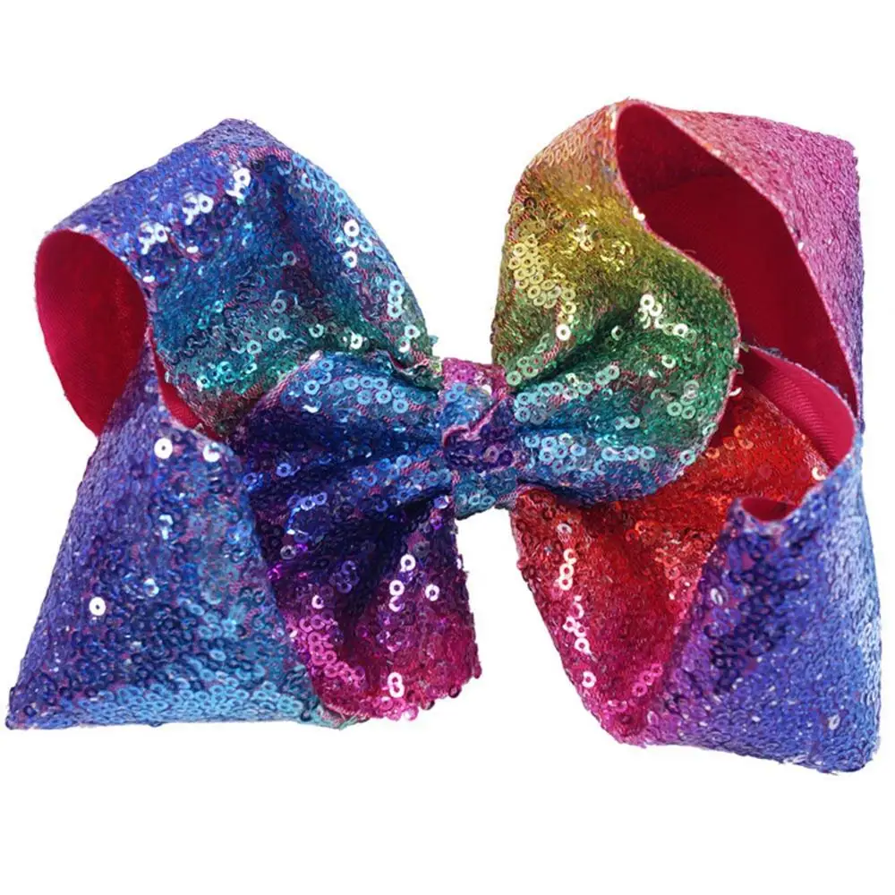 8 дюймов милый большой бантик для волос с пайетками Аллигатор зажимы головной