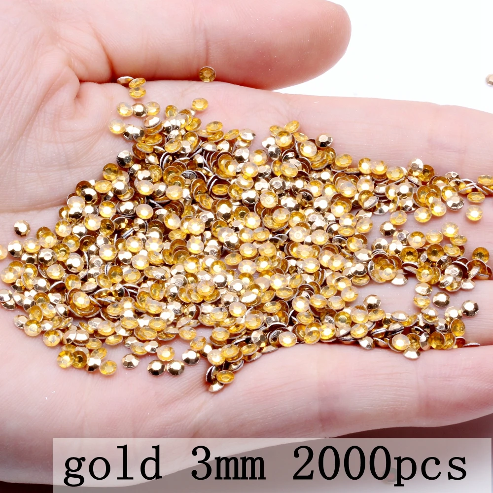 gold 3mm 2000pcs 10 г Золотые/медные/серебряные круглые наклейки с плоской задней стороной для художественное оформление ногтей круглые сплавные стержни DIY красивые амулеты - Цвет: gold 3mm 2000pcs