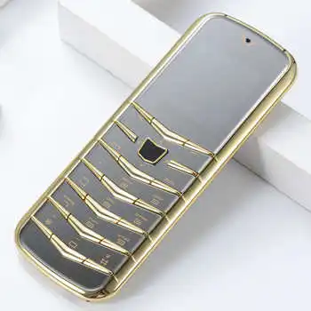 Мобильный телефон с двумя sim-картами, металлический роскошный ключ, мини-карта, GSM, мобильный телефон для пожилых, русский laguage - Цвет: gold