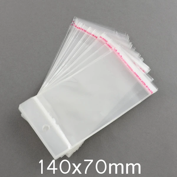 140x70mm 8 размеров 0,07 мм толщина 1000 шт OPP целлофановая упаковка для хранения ювелирных изделий, пластиковые пакеты, прямоугольные, прозрачные - Цвет: 140x70mm