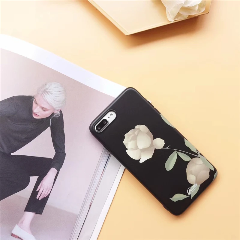 RMJ-DNA белая роза телефона чехол для iPhone X случаях матовая ТПУ Soft shell 7 плюс 8 6 6s сзади