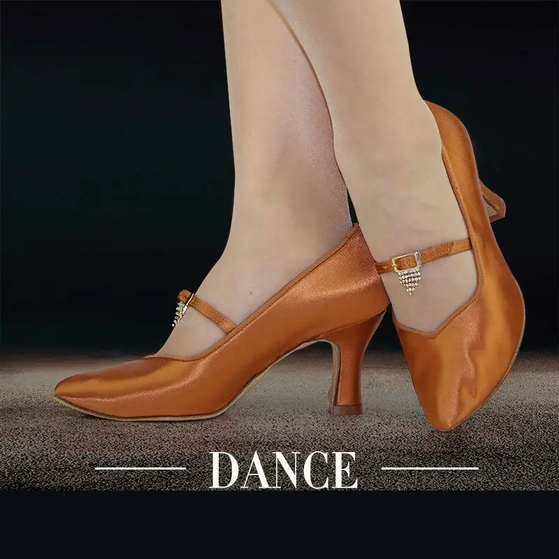 TOP Ballroom Dancing Shoes Latin Dance Flash Satin shoe Spring With Diamond Deep Skin Popular Hot Female Brand Discount BD 139