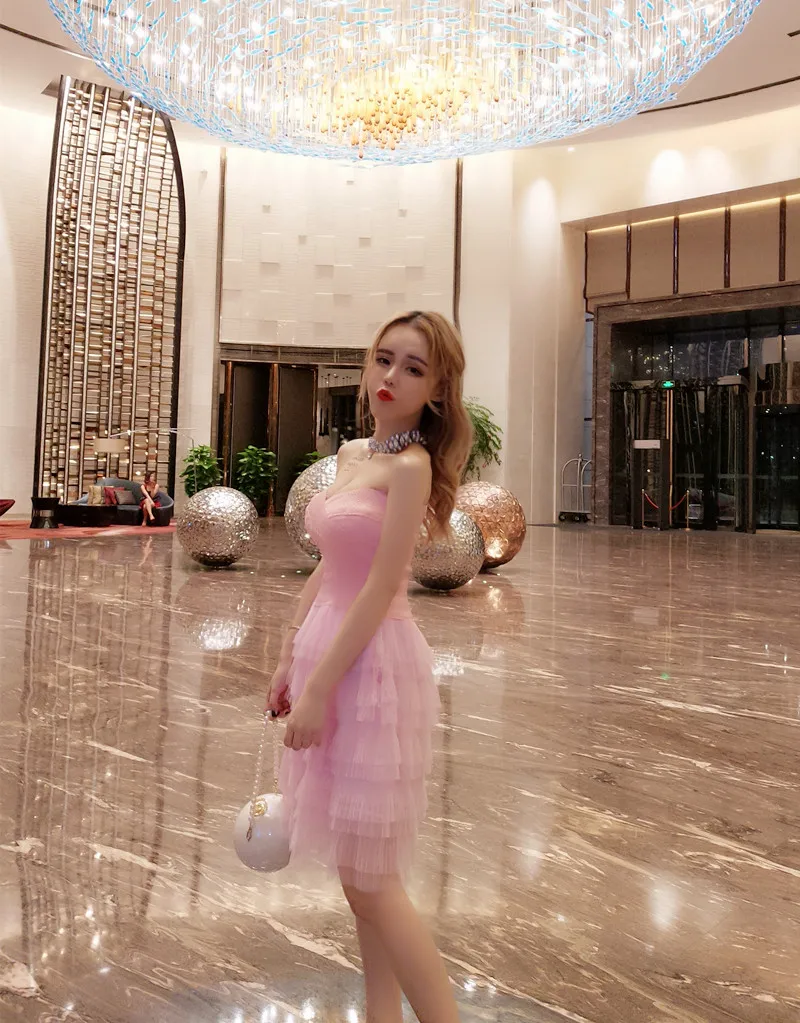 ALPHALMODA весеннее женское Новое Розовое Бальное Платье, обтягивающее облегающее платье принцессы для вечеринки, женское сексуальное Бандажное платье Vestidos