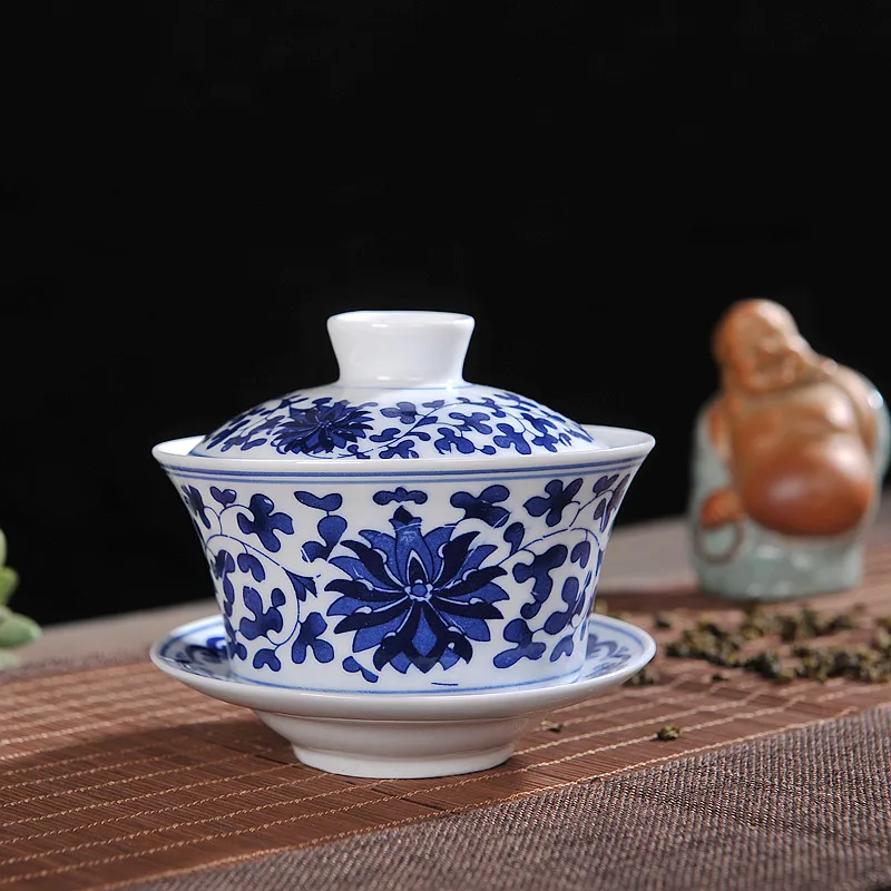 230/330cc керамический фарфор Jingdezhen Gaiwan мастер Чай миска с крышкой блюдце комплект