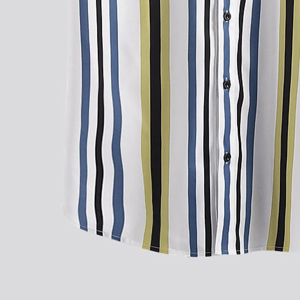 Mens tops Breathable Striped shirts Turn Down Collar Short Sleeve Loose Casual summer fashion Shirts new arrivals#G8