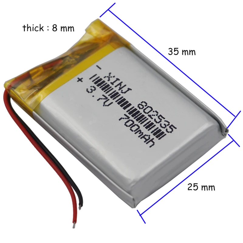 XINJ 3 7 V 700 mAh литий-полимерный аккумулятор Li ion li-po cell 802535 для MP4 Электронная книга