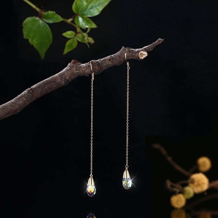 Серьги-капли из стерлингового серебра с кристаллами Swarovski длинные висячие серьги