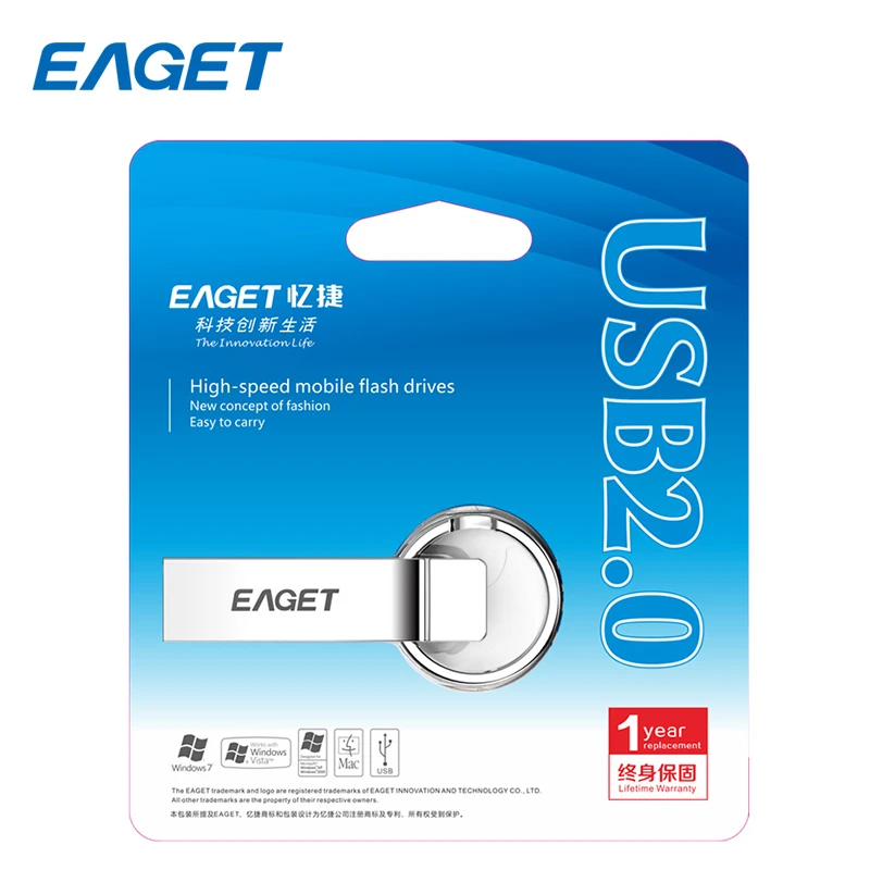 EAGET Mini Waterproof Pendrive Flash Disk 128GB USB 3.0 16GB Key Ring Memory Stick Pen Drive 64GB Metal 32GB U90 | Компьютеры и офис