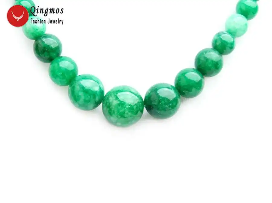 Модное женское колье Qingmos с искусственными камнями 6-14 мм круглое темно-зеленое