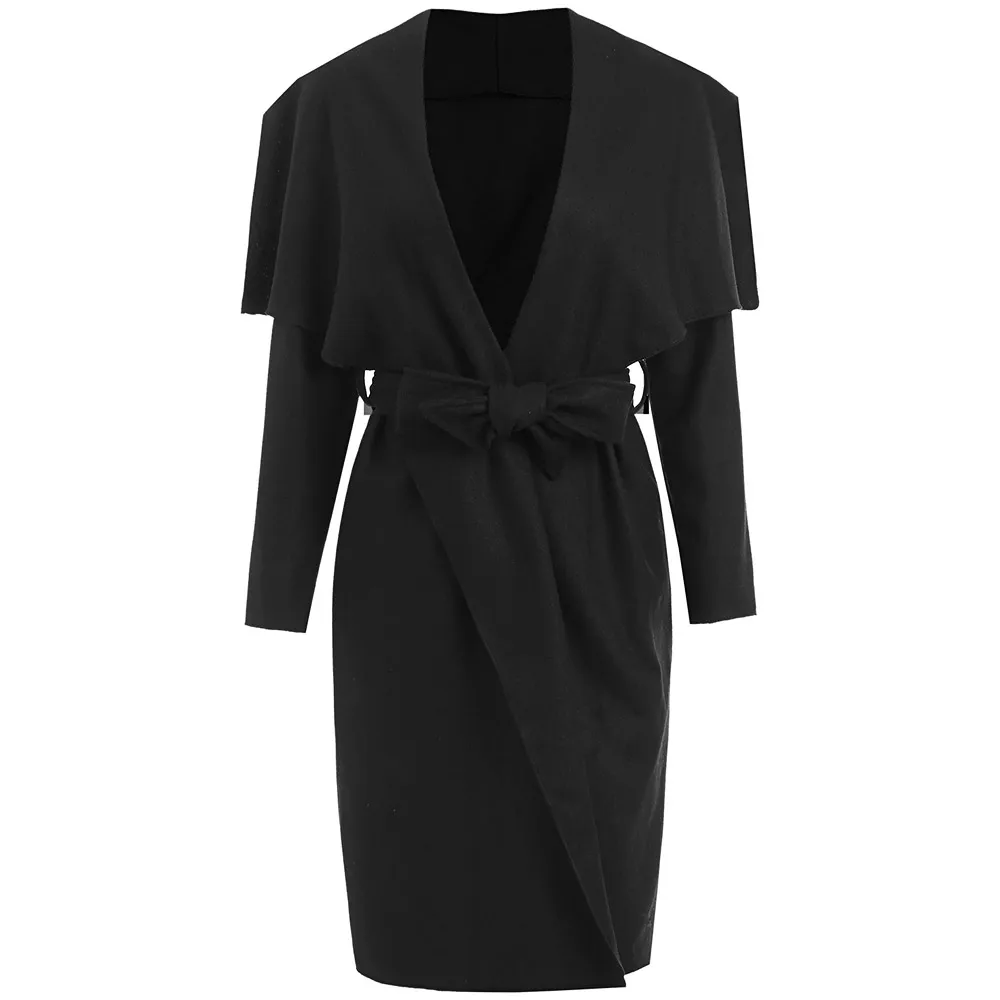 VESTLINDA длинный плащ женская одежда драпированный шалевый воротник с длинным