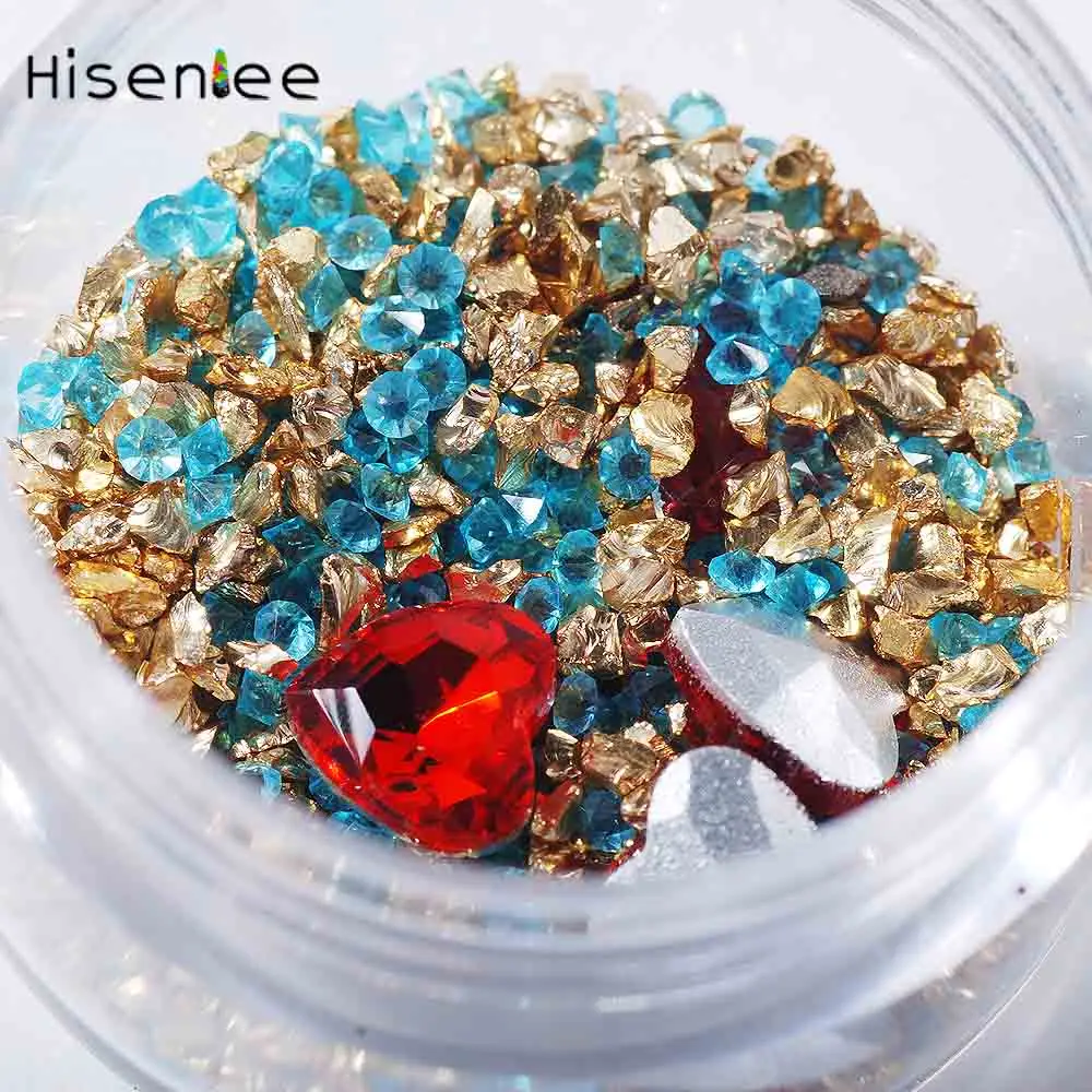 Lake Blue Новые модные популярные высококачественные камни из разбитого стекла и острые прозрачные стразы для самостоятельного украшения ногтей - Цвет: Lake Blue