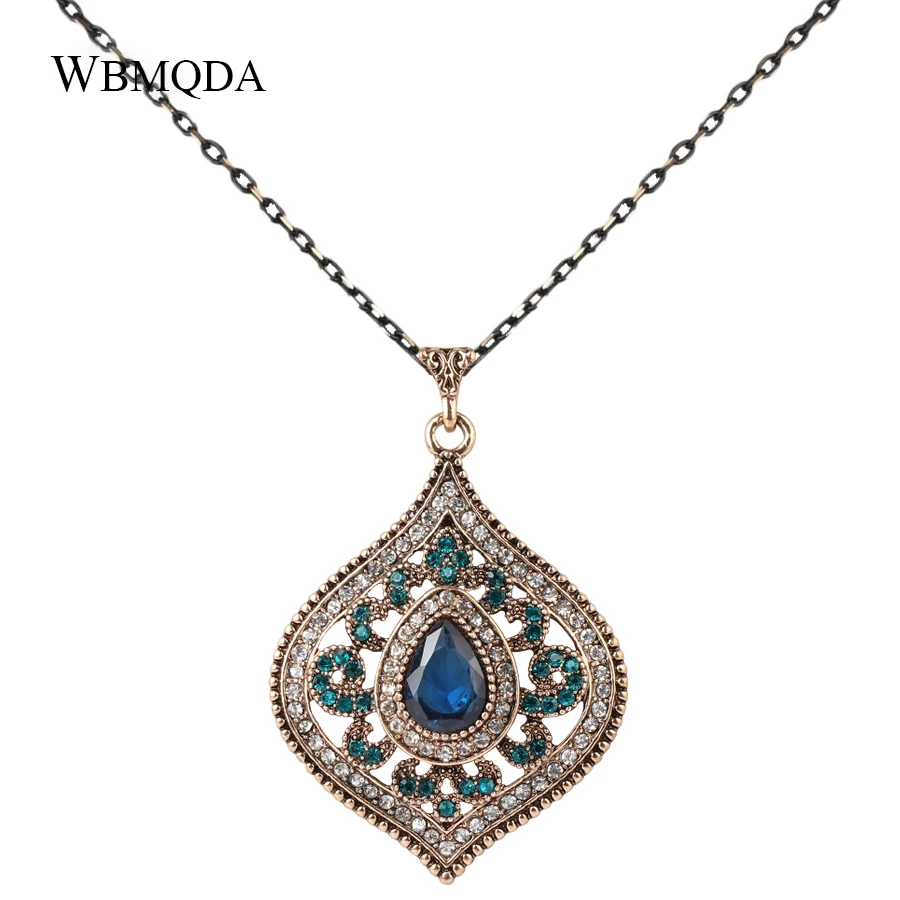 Модное индийское ожерелье с синим кристаллом Женские аксессуары старинная