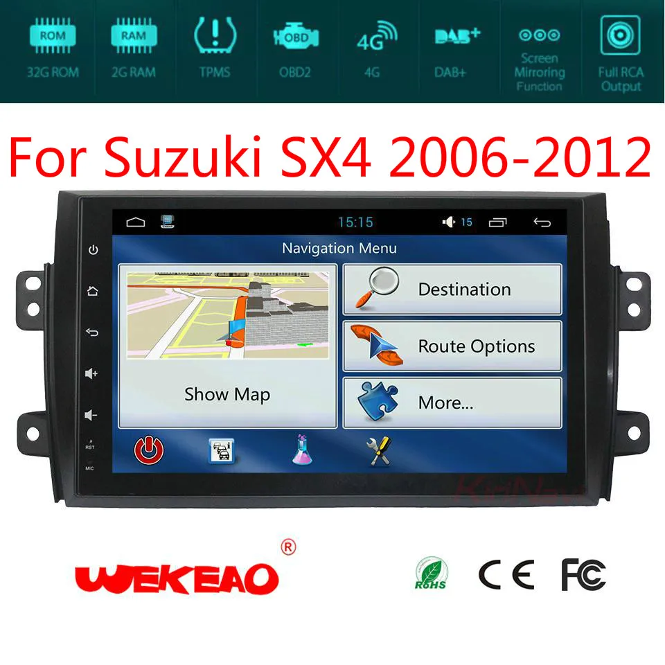 Wekeao роскошный автомобиль аудио gps навигации плеер для Suzuki SX4 Поддержка