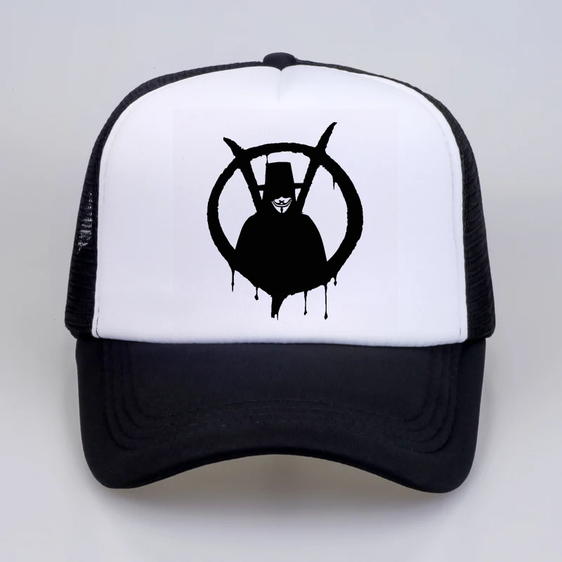 

Best Quality cap Classic V for Vendetta Movie Fans Hot Baseball caps Summer Style Hiphop Men Women mesh Trucker Cap Hat