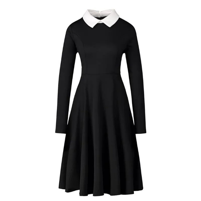 Черное зимнее милое платье в стиле Питера школьные платья преппи брендовые белые