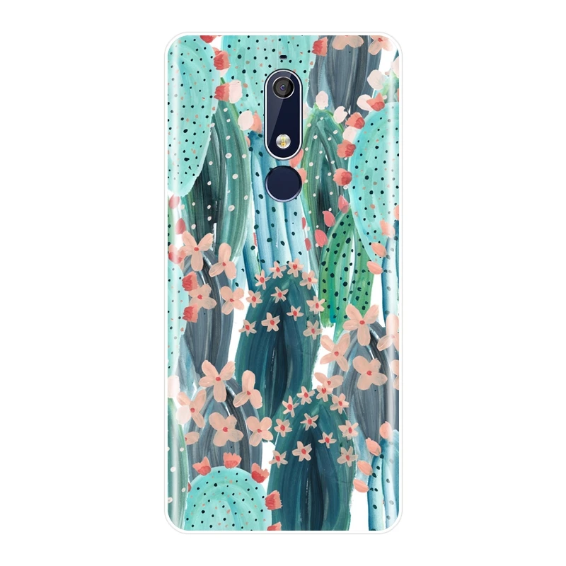 Задняя крышка для Nokia 2,1 3,1 5,1 6,1 7,1 Цветок кактуса цветочный лист Мягкий силиконовый чехол для телефона для Nokia 7,1 6,1 5,1 3,1 2,1 Plus