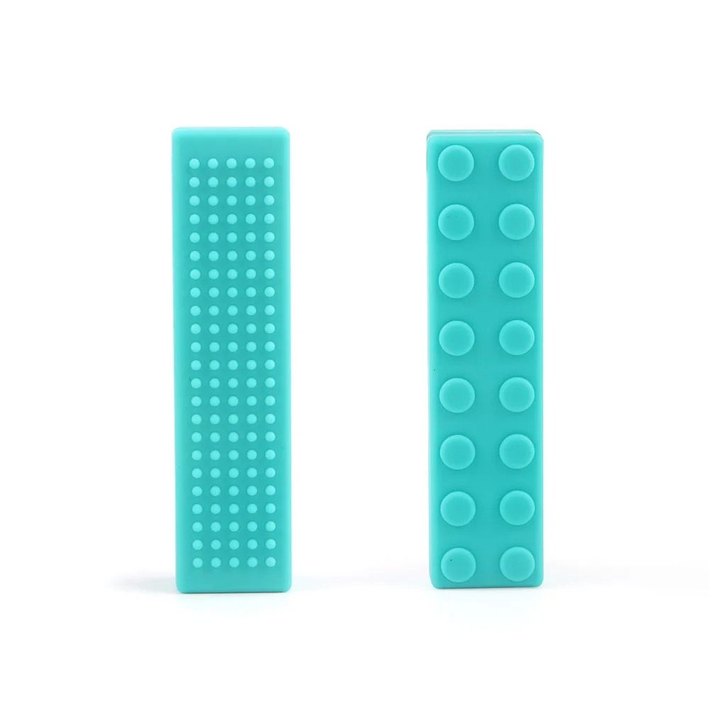 Turquoise TYRY. HU 1 шт., силиконовые бусины пищевого качества, прямоугольные кирпичные Прорезыватели для зубов DIY, Детские Прорезыватели, ожерелье, детский игрушечный карандаш, набор, кулон, подарки - Цвет: Turquoise