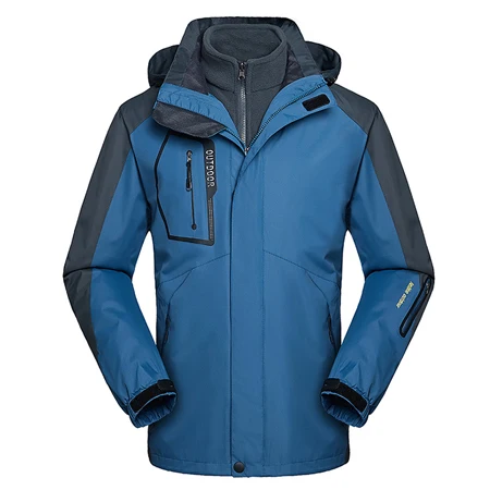 Denim Blue Мужская зимняя теплая флисовая куртка 3в1 из двух частей, ветровка для спорта на открытом воздухе, Походов, Кемпинга, катания на лыжах, Брендовые пальто MA189 - Цвет: Denim Blue