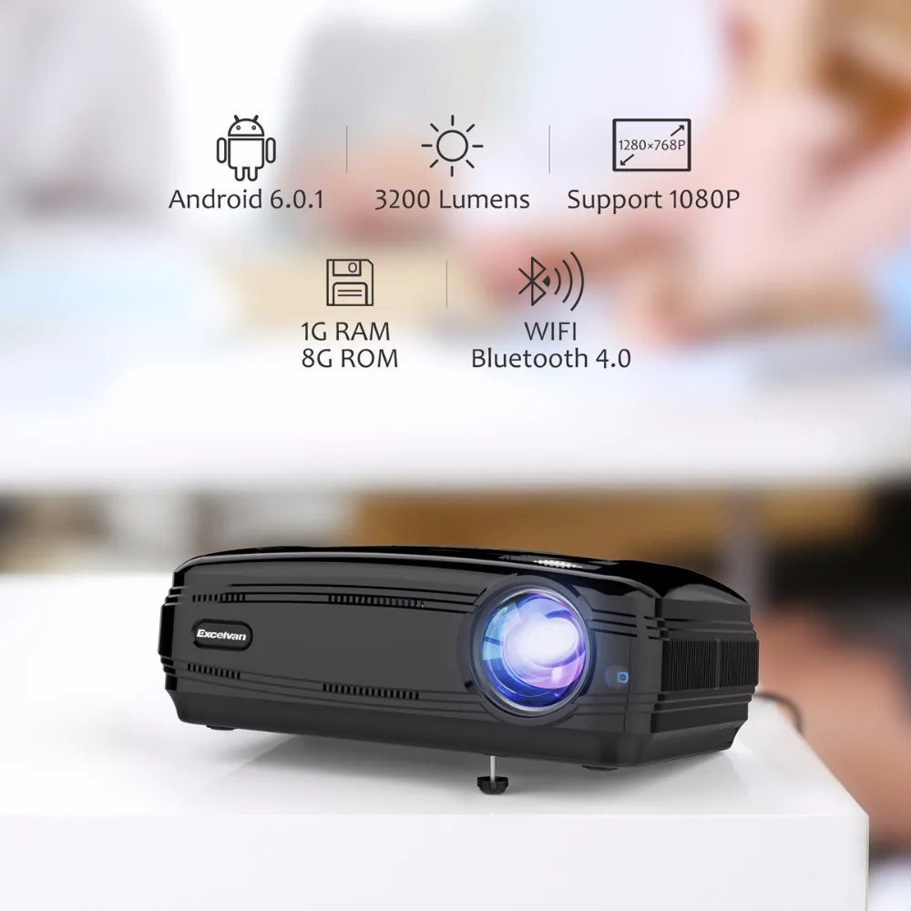 Excelvan BL59 светодиодный проектор 3500 люмен Android 6 0 Beamer встроенный wifi bluetooth Поддержка 4K