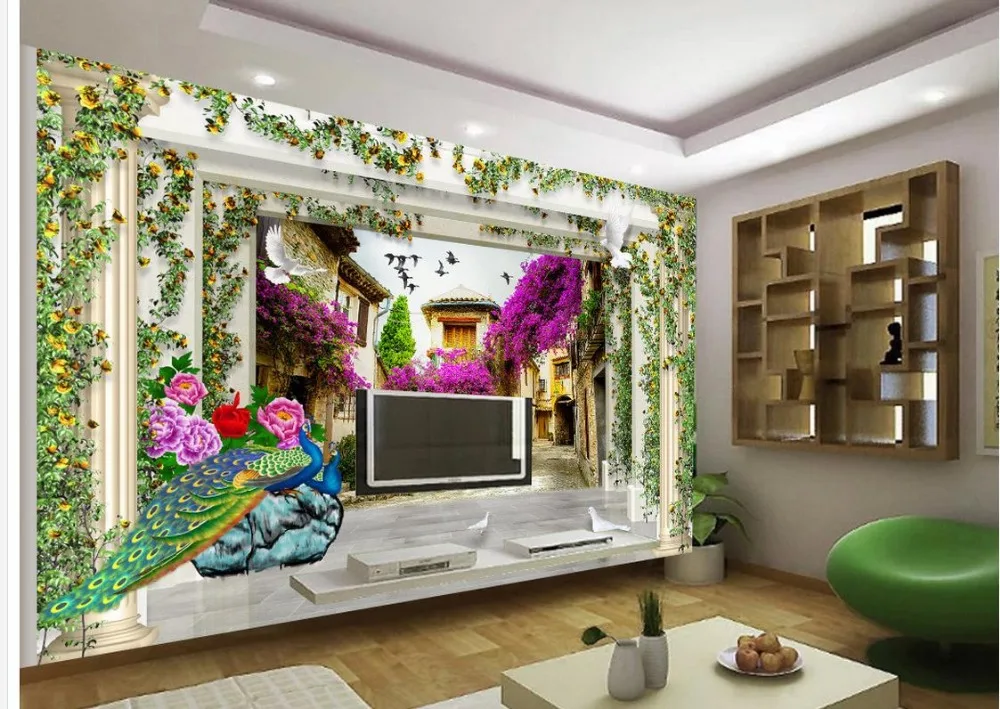 Домашний декор пасторальный 3D цветок лоза Европейская Архитектура Римский ТВ