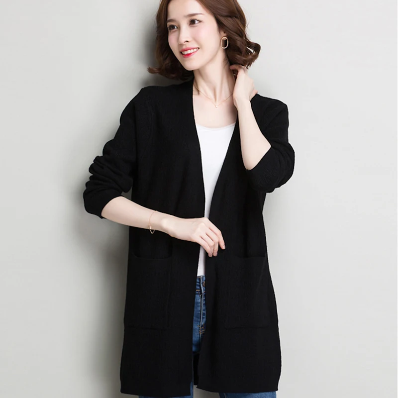 Plus Size Women New Spring Autumn Knitted Cardigan Outwear Female Long Korean Loose Cashmere Sweater Fashion Wild Coat YL287 |