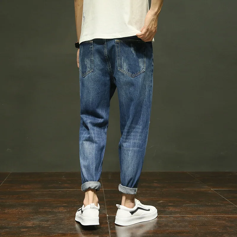 

Ripped Jeans for Men Mens Super Skinny Stretch Denim Biker Skinny Jeans High Street Hole Destroyed Loose Pants Denim Jeans Men
