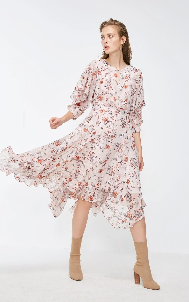 Vero Moda платье женское платье миди с вышивкой и оборками | 31847C502