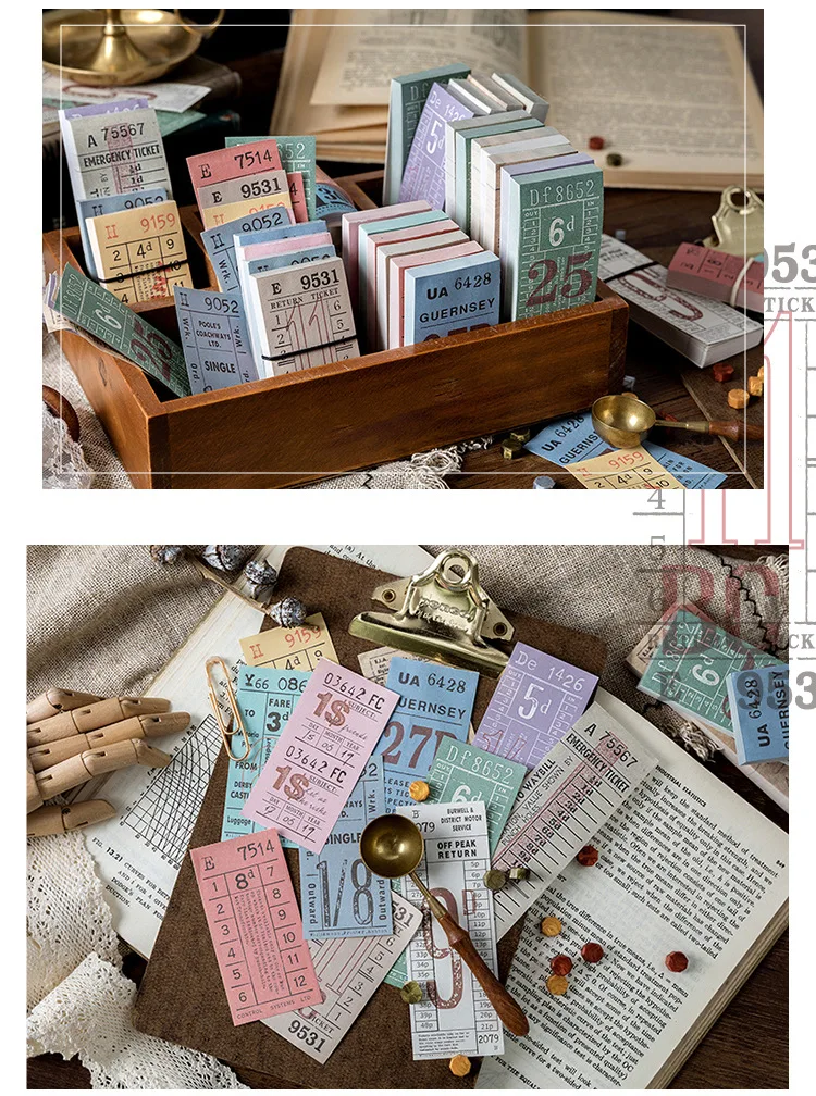 100sheets Retro Receipt Ticket Memo Pad Stub Sticky Notes Memo Post Note Paper vintage bill Words Phrases Stickers Office Supply
