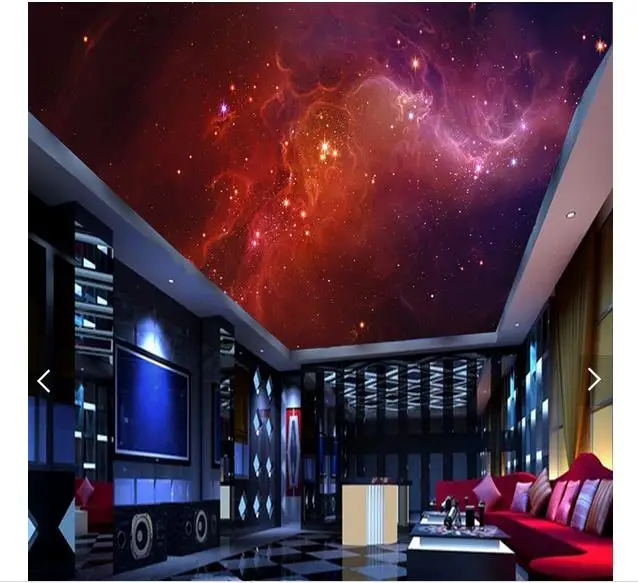 

Custom ceiling wallpaper 3d zenith murals Dream colorful sky Nebula ceiling background wall papers for living room decoration