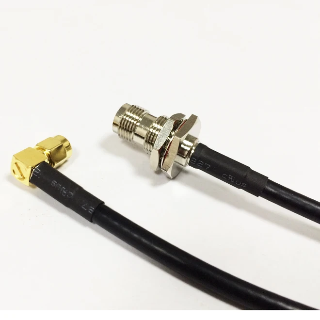 2pcs SMA Male right angle Switch  TNC Female Jack  nut cable RG58  450cm
