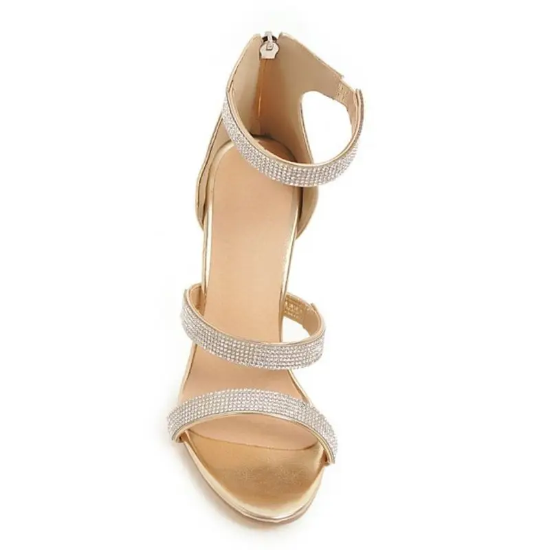 FITWEE сексуальные женские туфли с ремешком на щиколотке высоком каблуке блестящие