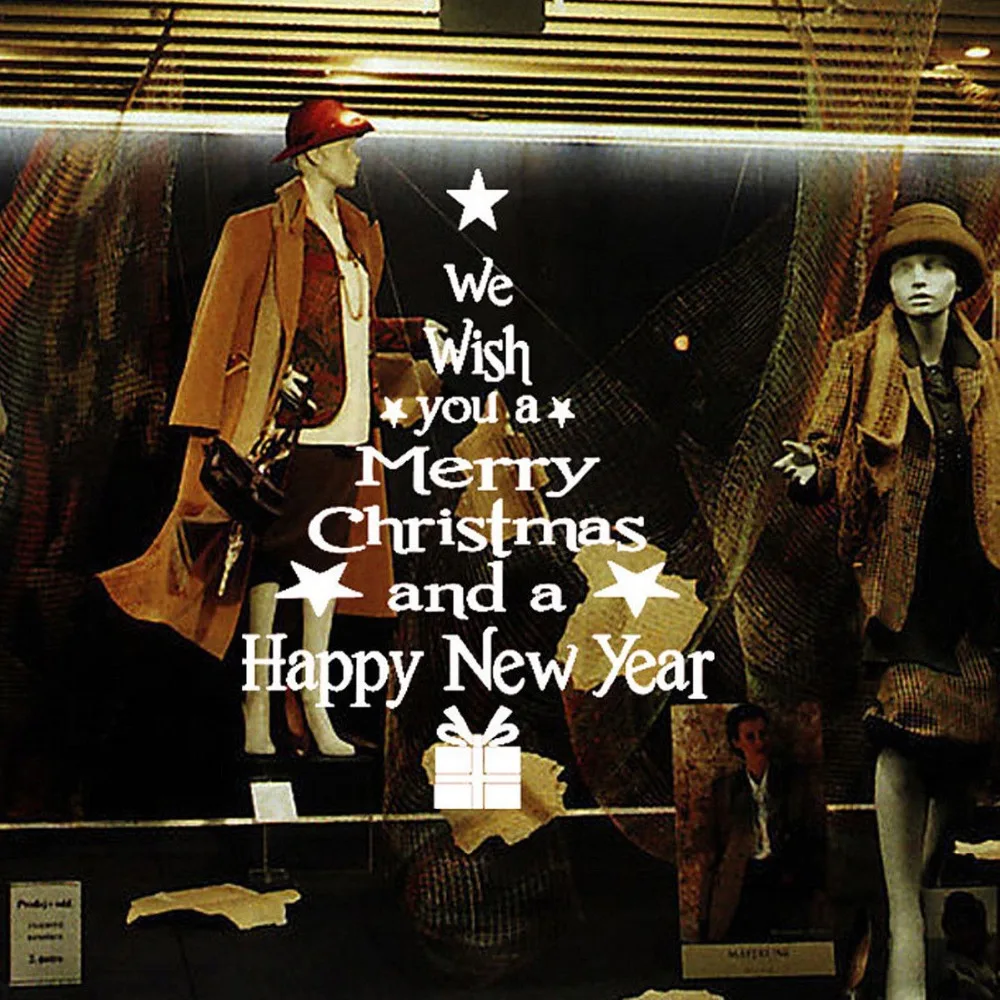 1 шт. Наклейка на стену в виде рождественской елки для окон наклейки магазин