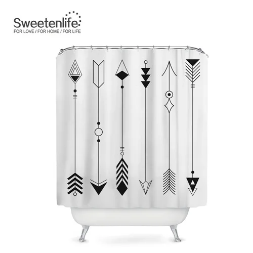 SL0446 Sweetenlife 180x200 см, занавеска для ванной, занавеска для душа со стрелками и перьями, водонепроницаемая занавеска, полиэфирная ткань, занавеска для ванной - Цвет: SL0446