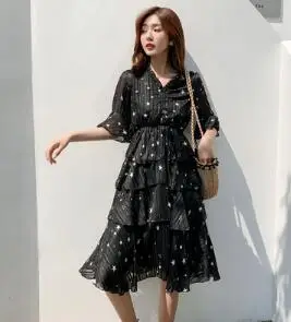 Летнее платье 2019 женское модное с оборками и v образным вырезом ТРАПЕЦИЕВИДНОЕ